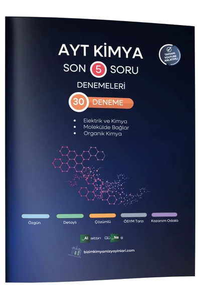 Alaittin Güneş AYT Kimya Son 5 Soru Denemeleri 30 Deneme ürün görseli 1