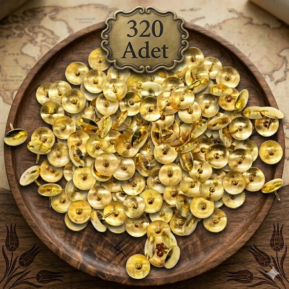 320 Adet Raptiye Metal Raptiye Sarı Raptiye Çivisi Gold Renk Rabtiye Sarı (gold) Renk Dekoratif Çivi ürün görseli 1