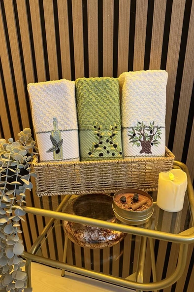 Olivya Nakışlı 3lü Piknik Havlu Takımı 40x60 Cm ürün görseli 1