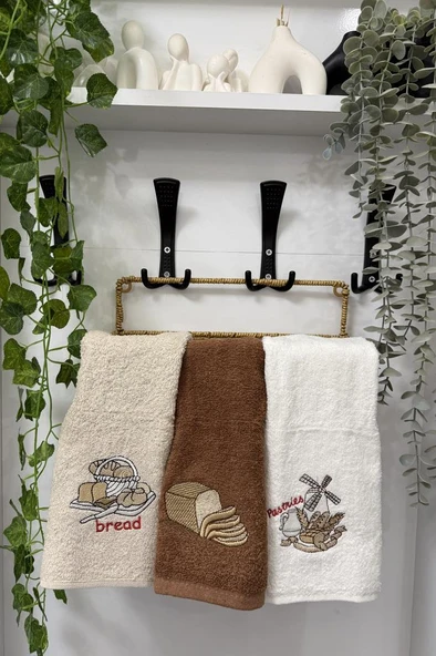 Bread Nakışlı 3lü Mutfak Havlu Takımı 30x50 Cm ürün görseli 1
