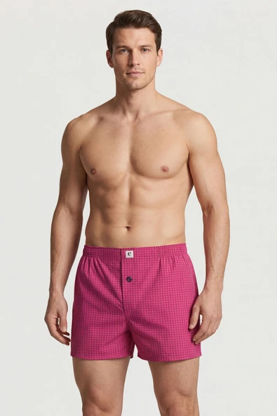 Cacharel Poplin Erkek Boxer 1113/Kareli Fuşya ürün görseli 1