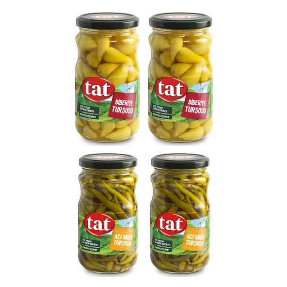 Tat Biberiye ve Acı Biber Turşusu 330 gr Cam 4 lü Karma Paket ürün görseli 1
