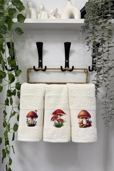 Mantar Baskılı 3lü Mutfak Havlu Takımı 30x50 Cm ürün görseli 1