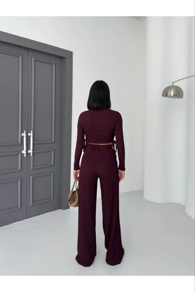 Bubble alt üst takım bordo pt510446 - Resim 4