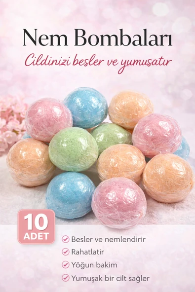 10 adet 50gr nem bombası nem topu manikür pedikür spa banyo nemlendirici rahatlatıcı top ürün görseli 1