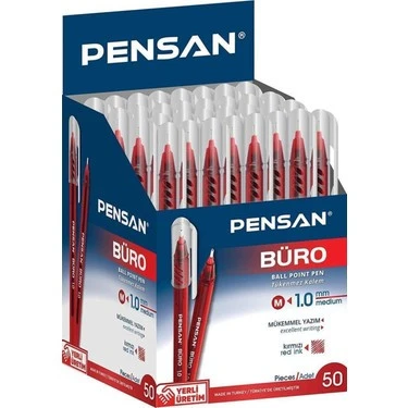 ŞeyliŞeyler - Pensan Kırmızı Tükenmez Kalem Büro 50 Adet ürün görseli 1