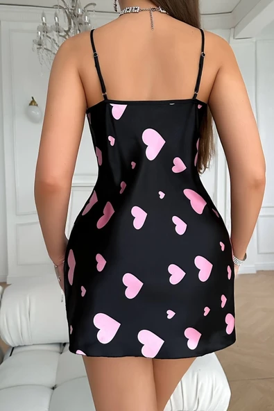 Pembe Kalp Desenli Saten - Resim 4