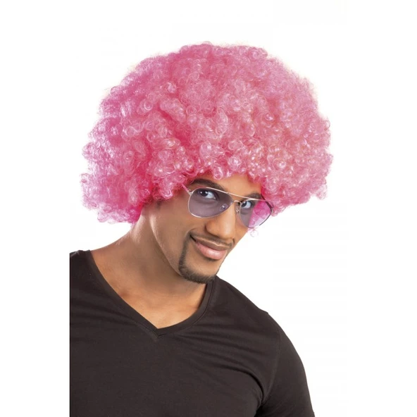 Pembe Renk Kıvırcık Afro Bonus Peruk - Resim 2
