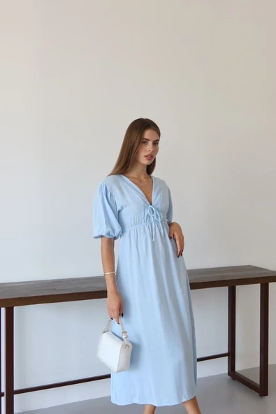 Kısa kollu müslin elbise mi pt - Resim 7