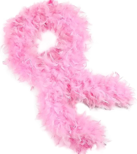 Pembe Renk Kabarık Kalın Otriş Boa Tüy 6 cm Genişlik 180-200 cm Uzunluk ürün görseli 1