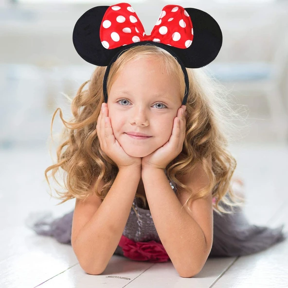 Kırmızı Fiyonklu Minnie Mouse Taç Fare Tacı Kafa Bandı ürün görseli 1