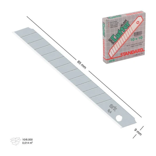 Maket Bıçağı Yedek Bıçağı 80X9 mm İnce Yedek 10 Adet ürün görseli 1