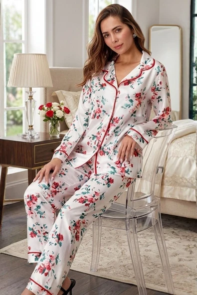 Gül Desenli Pijama Takımı KADIN NURT5654 ürün görseli 1