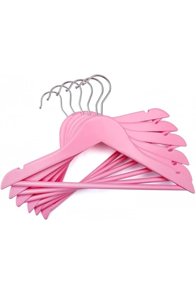 Altıntaş 12 Adet Ahşap Bebek Elbise Askısı Vernikli Ahşap Çocuk Askısı Pembe Boyalı 32 Cm ürün görseli 1