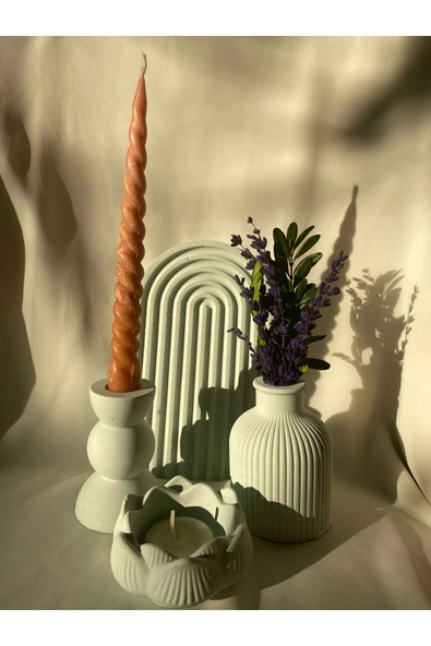 AKAS HOME Dekoratif Oval Tepsi , Şamdan , Vazo , Tealight Mumluk 4'lü Set ürün görseli 1