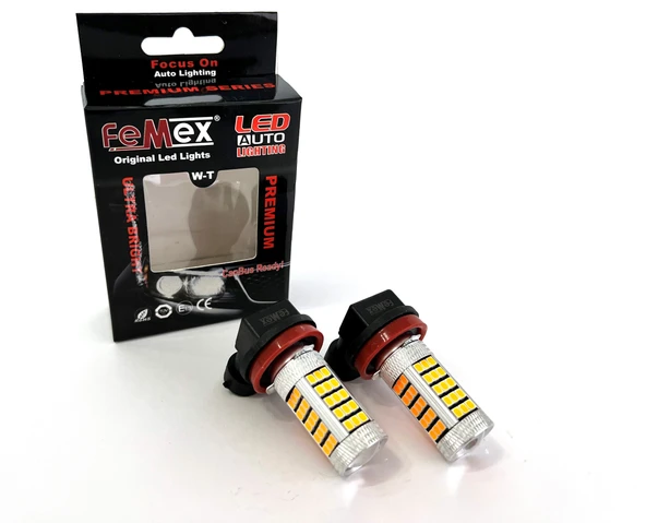 FEMEX Bmw E90 E92 E87 X1 X5 X6 Uyumlu Angel Eyes H8 Turuncu Mercekli Led Ampul ürün görseli 1