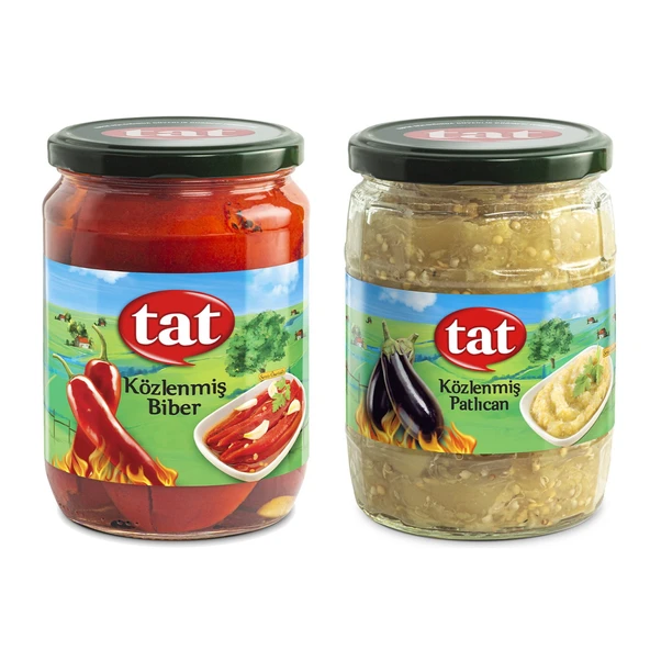 Tat Közlenmiş Biber 650 gr ve Közlenmiş Patlıcan 520 Cam 2 li Paket ürün görseli 1