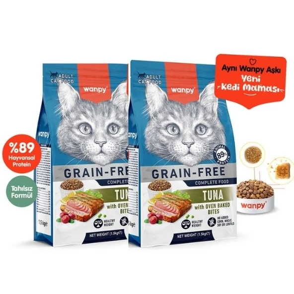 Wanpy Tahılsız Ton Balıklı Yetişkin Kedi Maması 1,5Kg X 2 Adet ürün görseli 1