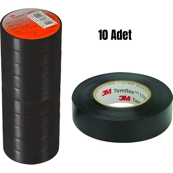 3M TEMFLEX 1300E PVC İZOLE BANT 18MMX9,15 SİYAH (10 Adet) ürün görseli 1