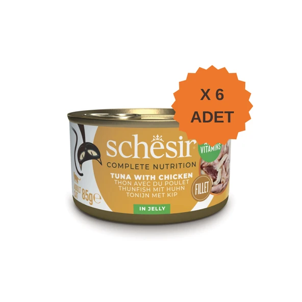 Schesir Jelly Ton Balığı ve Tavuk Jöle İçinde Yetişkin Kedi Konservesi 85Gr X 6 Adet ürün görseli 1