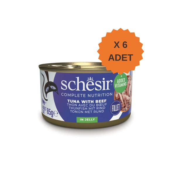 Schesir Jelly Ton Balığı ve Sığır Eti Jöle İçinde Yetişkin Kedi Konservesi 85Gr X 6 Adet ürün görseli 1