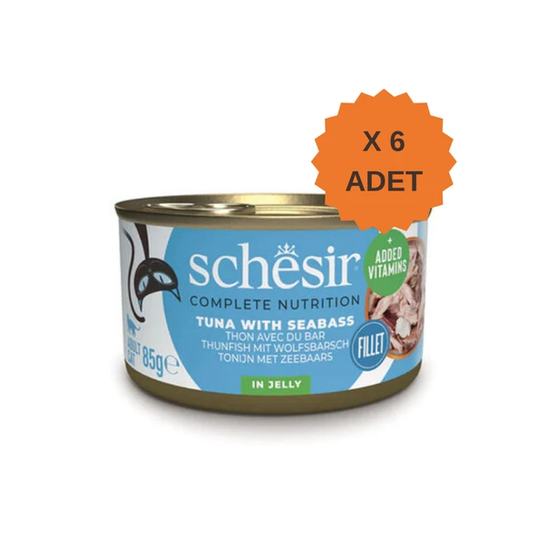 Schesir Jelly Ton Balığı ve Levrek Jöle İçinde Yetişkin Kedi Konservesi 85Gr X 6 Adet ürün görseli 1