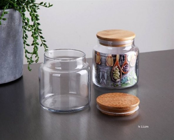Seramikci Bambu Kapaklı Cam Kavanoz 0,5LT 3 lü ürün görseli 1