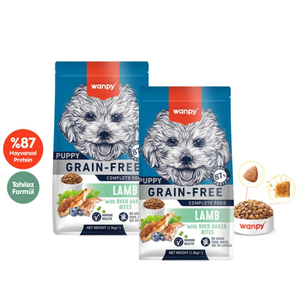 Wanpy Tahılsız Kuzu Etli Yavru Köpek Maması 1,5Kg X 2 Adet ürün görseli 1