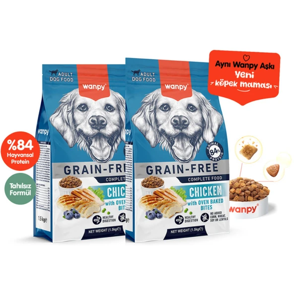 Wanpy Tahılsız Tavuklu Yetişkin Köpek Maması 1,5Kg X 2 Adet ürün görseli 1
