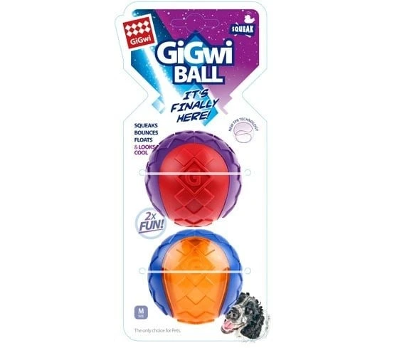 GiGwi Ball Sesli Sert Top Köpek Oyuncağı- Karışık Renkli 2'li (M) ürün görseli 1