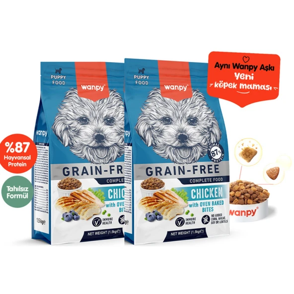 Wanpy Tahılsız Tavuklu Yavru Köpek Maması 1,5Kg X 2 Adet ürün görseli 1
