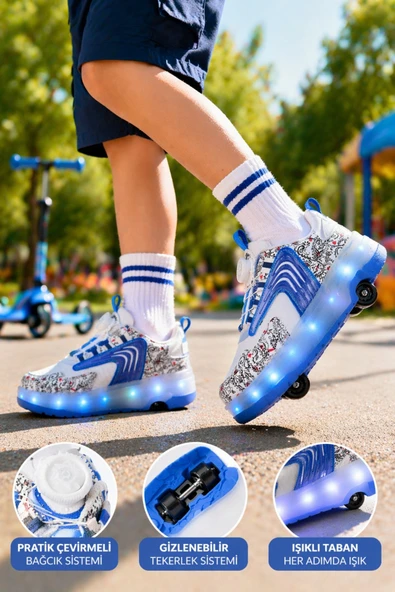 Muggo FLOW Çocuk Işıklı Patenli Tekerlekli Sneaker Spor Ayakkabı ürün görseli 1