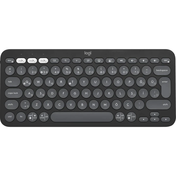 Logitech K380s Pebble Keys 2 Çoklu Cihaz Özellikli Bluetooth Türkçe Q Klavye - Siyah ürün görseli 1