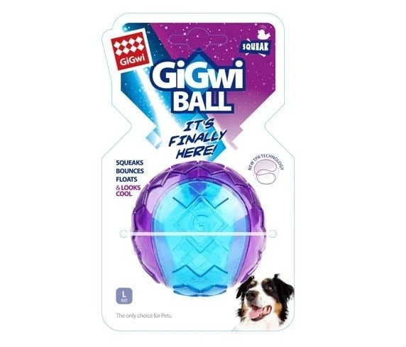 GiGwi Ball Sesli Sert Top Köpek Oyuncağı- Şeffaf Mavi Mor (L) ürün görseli 1