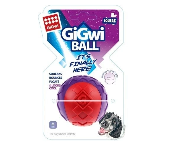 GiGwi Ball Sesli Sert Top Köpek Oyuncağı- Kırmızı Mor (M) ürün görseli 1