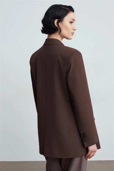 Kruvaze Blazer Ceket-Kahve 60784-2Y6 - Resim 3