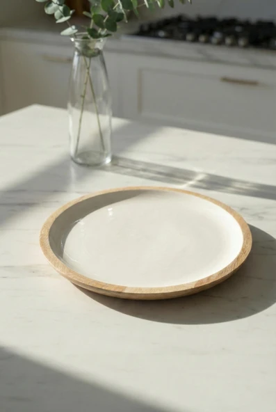 Mango Agacı Servis Tabağı & Sunum Tabağı 25 Cm Krem ürün görseli 1
