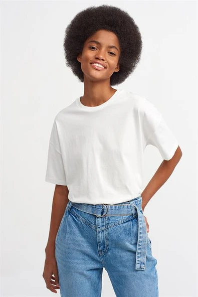Basic T-Shirt-Ekru 3683-2Y6 ürün görseli 1