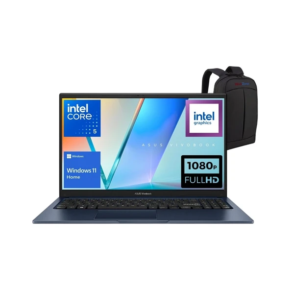 Vivobook 15 X1504VA-NJ3663W Intel Core 5 120U 16GB 1tb SSD Windows 11 Home 15.6'' Fhd Taşınabilir Bilgisayar - Emtech Çanta - Emt1 ürün görseli 1