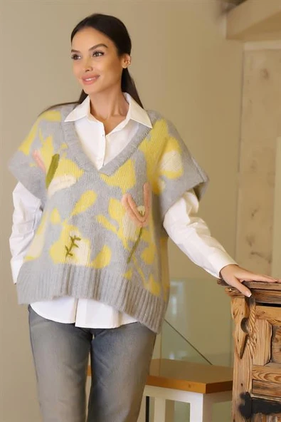 T93733-2K6 ROBİN GÖMLEK SÜVETER-GRİ SARI - Resim 2