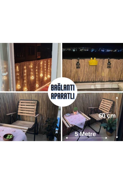 myfamily Doğal Kamış Hasır Balkon Çiti 60 Cm X 5 Metre ürün görseli 1