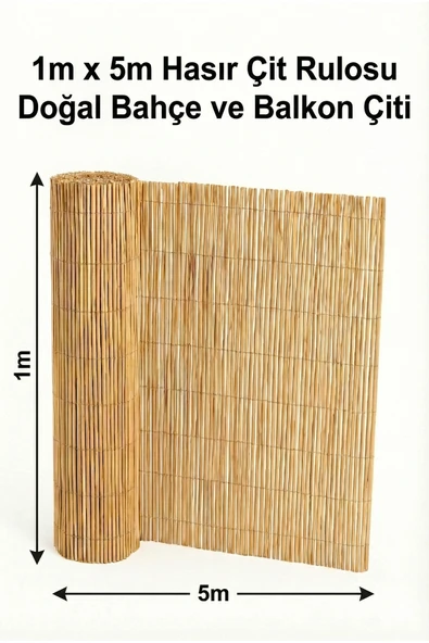myfamily 1x5 Metre Doğal Hasır Çit - Bahçe, Balkon Kamış Paravan ve Dekoratif Gölgelik ürün görseli 1