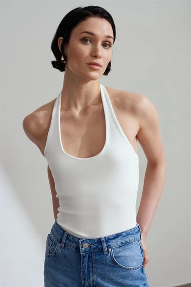 Halter Yaka Top-Ekru 21052-2Y6 ürün görseli 1