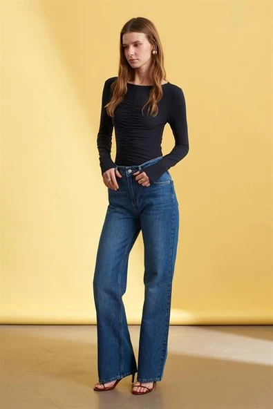 Yüksek Bel Wide Leg Jean-Mavi 72293-2Y6 ürün görseli 1