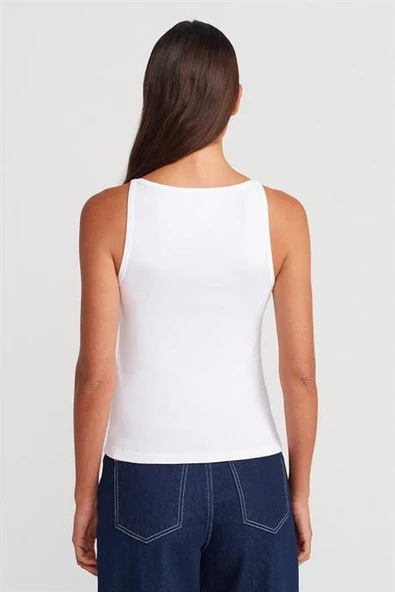 Halter Yaka Top-Beyaz 21048-2Y6 - Resim 3