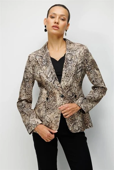 Leopar Desenli Tek Düğme Ceket Leopar 1048-2Y6 ürün görseli 1