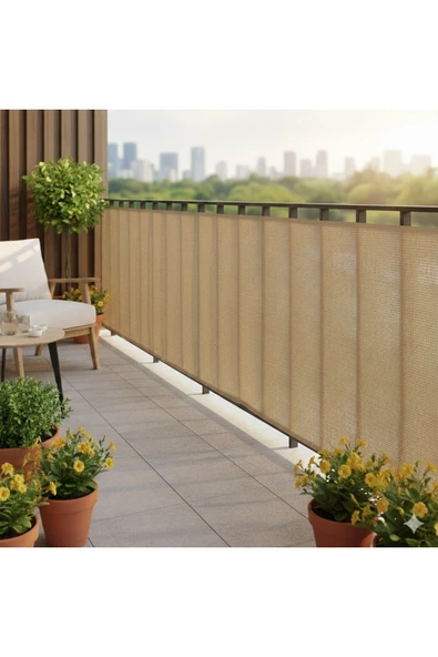 myfamily Balkon Gizleme Filesi - 1x3 Metre Doğal Görünümlü Jüt Hasır Kumaş Perde ürün görseli 1
