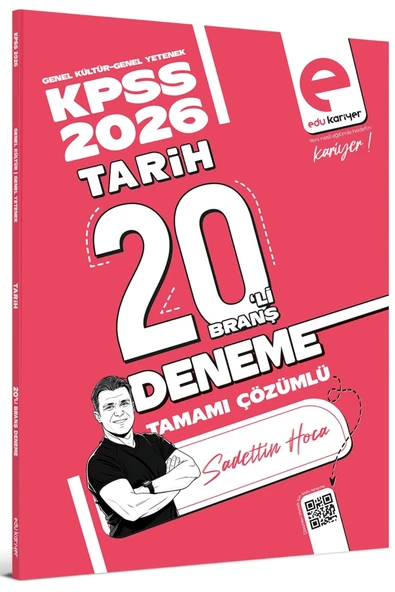 Edu Kariyer Sadettin Hoca 2026 KPSS Tarih 20'li Branş Deneme Tamamı Çözümlü ürün görseli 1
