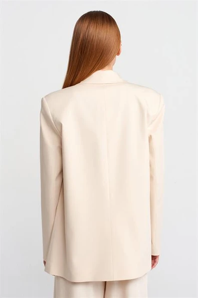 Kadın Blazer Ceket Bej 60759-2Y6 - Resim 4