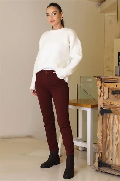 53500-2K6 AYHAN PANTOLON-BORDO - Resim 3